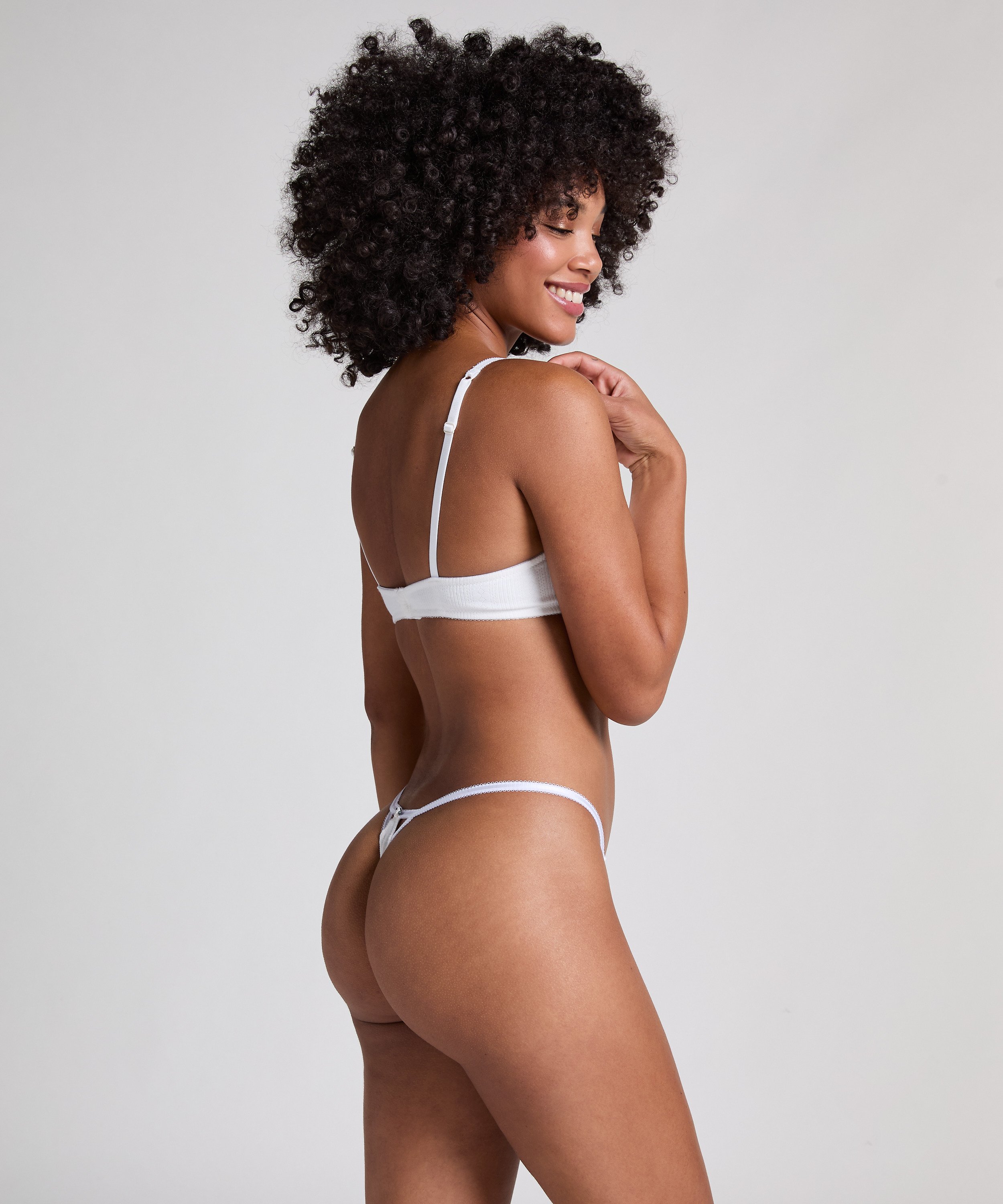 Tanga Pointelle, Blanco, main