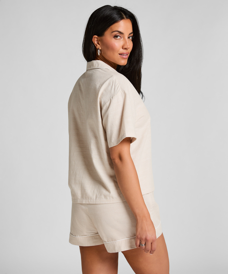 Top a rayas de algodón Jacket, Beige
