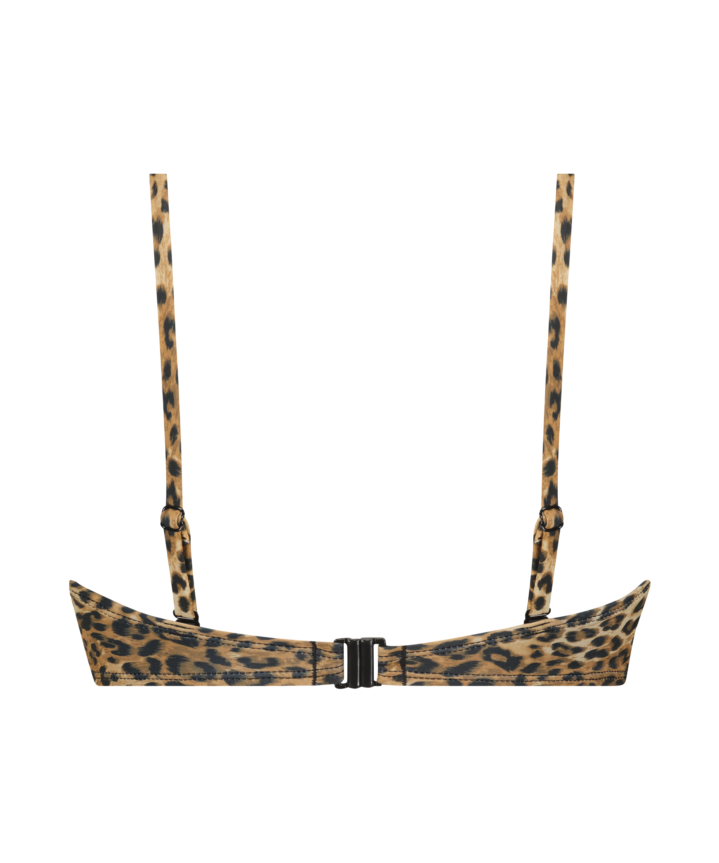 Top de bikini preformado push-up sin tirantes Leopard, Marrón, main