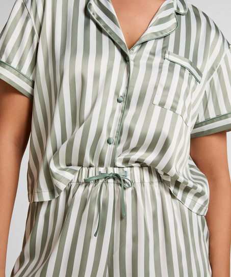 Juego de pijama de sat&eacute;n, Verde