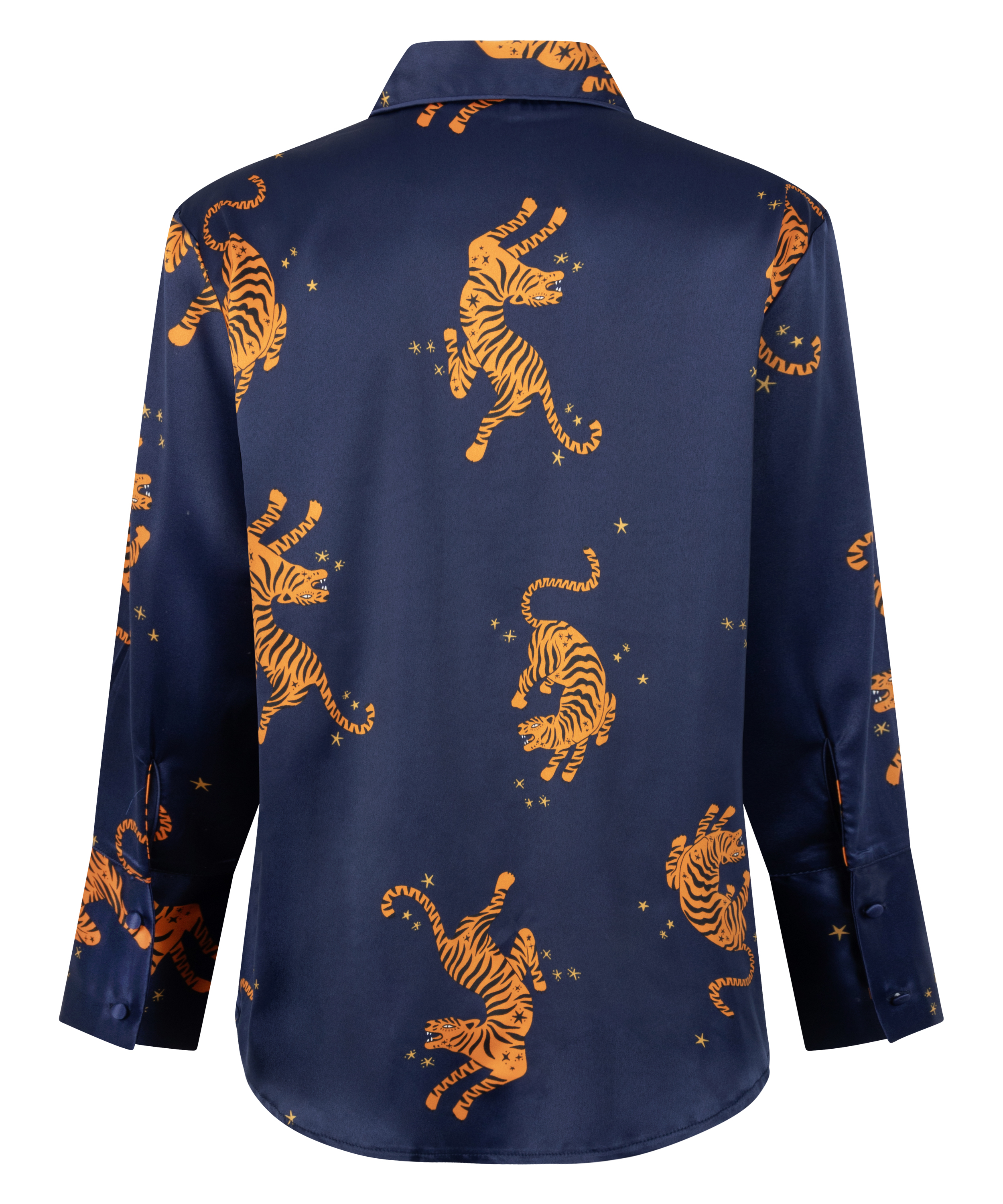 Chaqueta de manga larga y satén, Azul, main