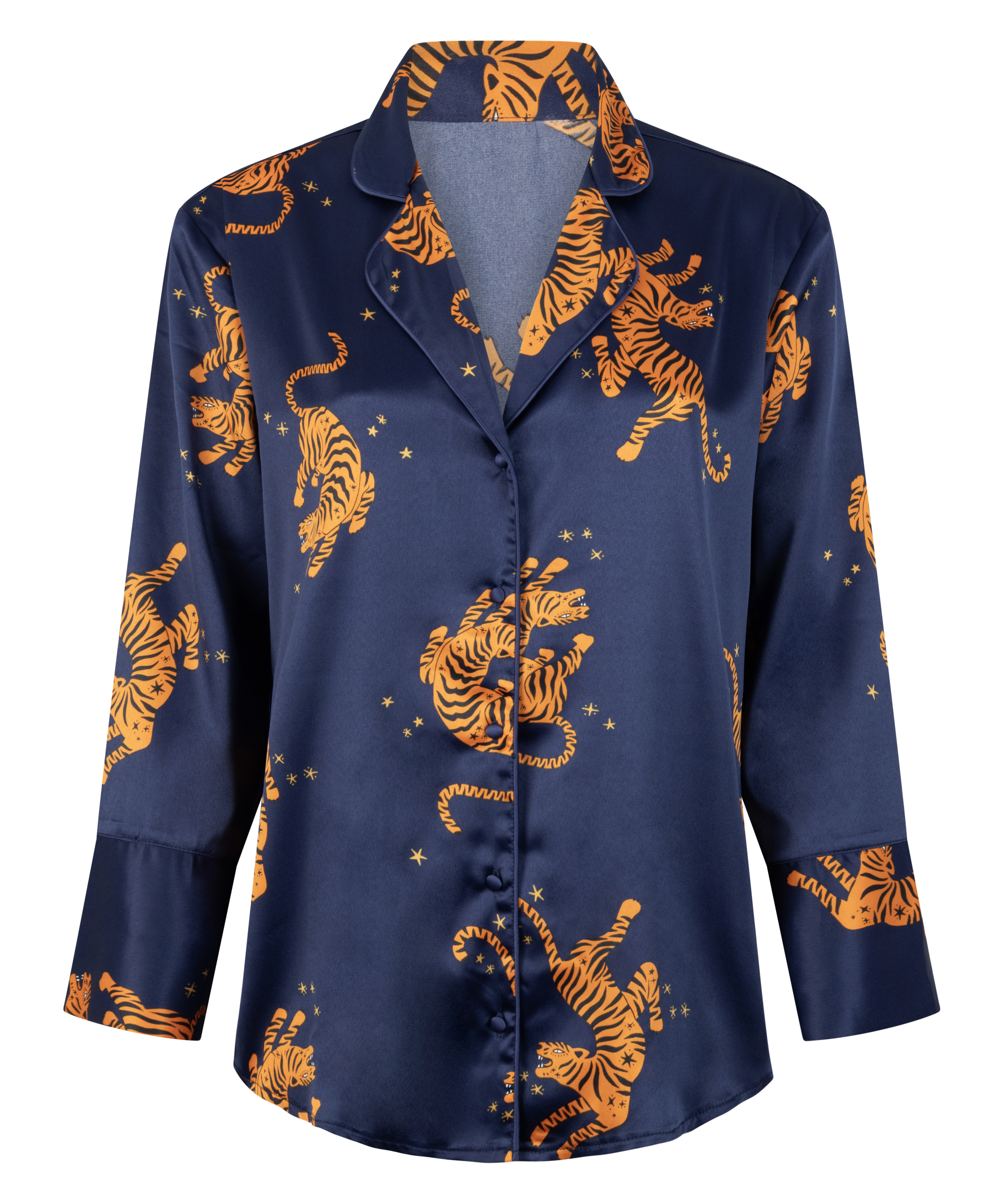 Chaqueta de manga larga y satén, Azul, main