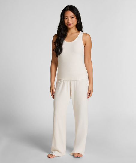 Camiseta de punto cepillado acanalado, Blanco