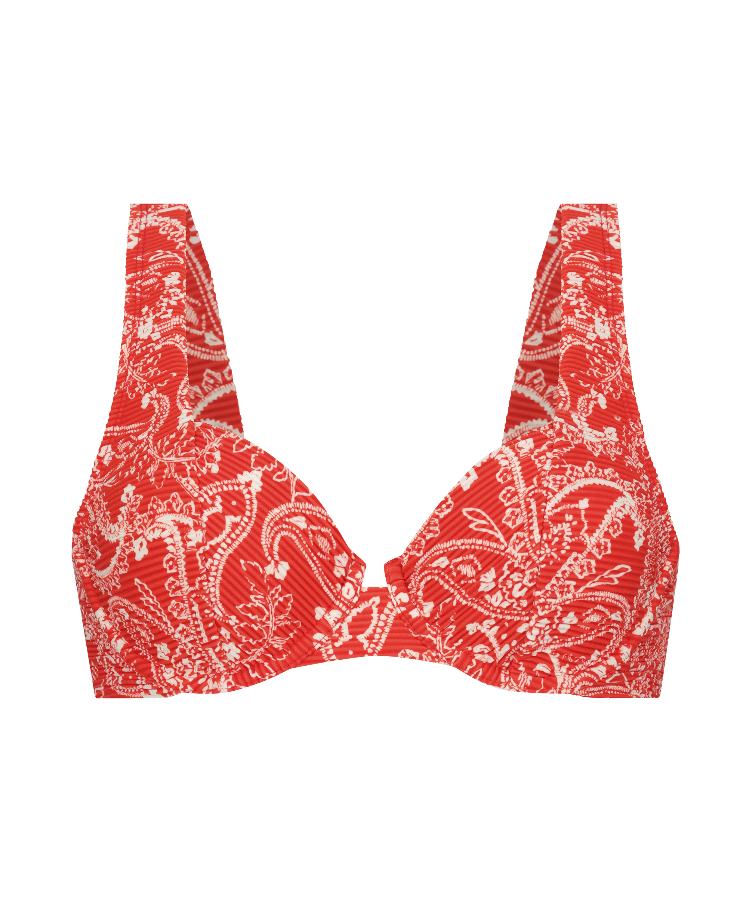 Top de bikini de aros no preformado Paisley, Rojo, main