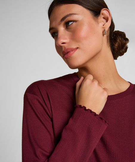 Pyjama Top Loose Pointelle, Rojo