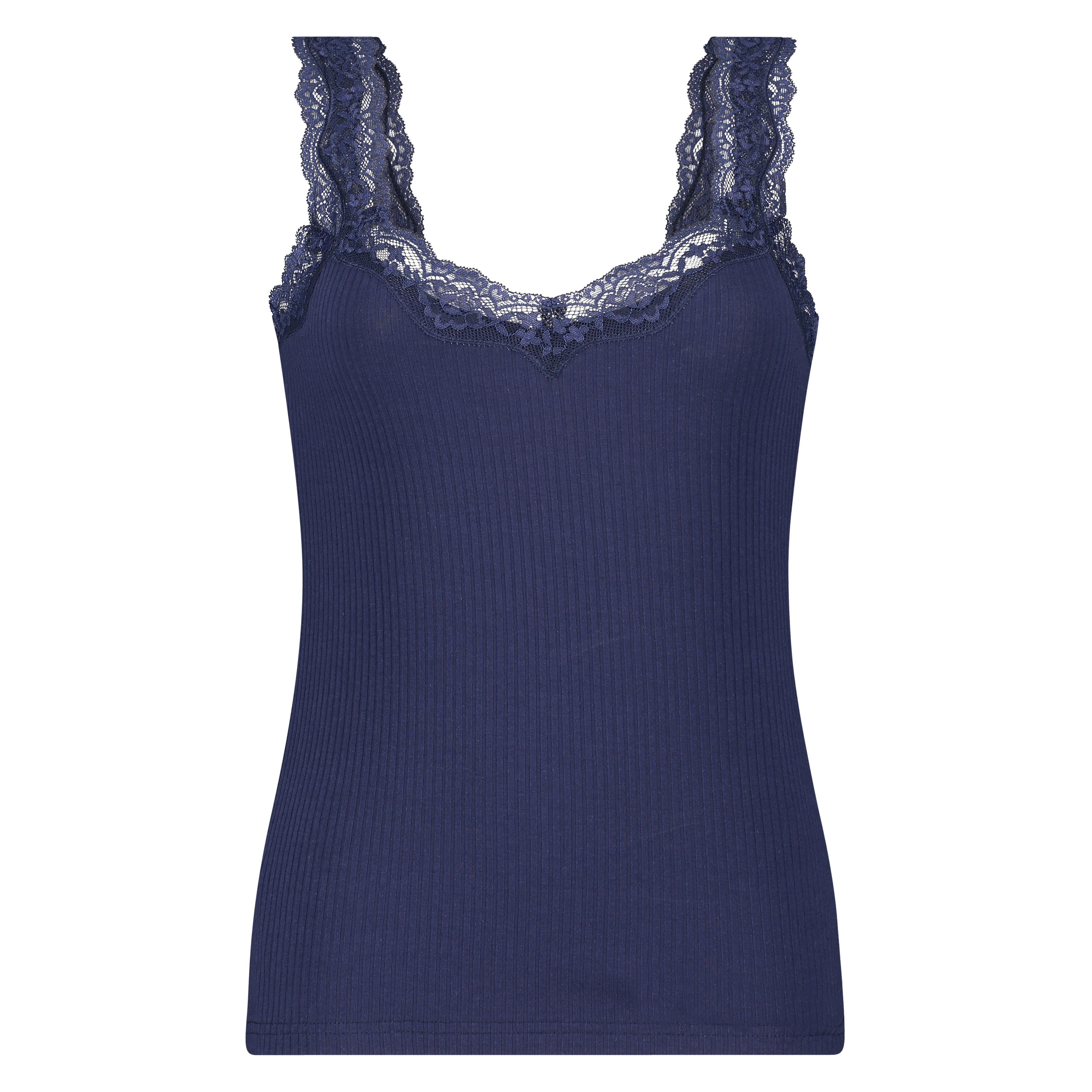 Cami Top Rib Lace, Azul, main