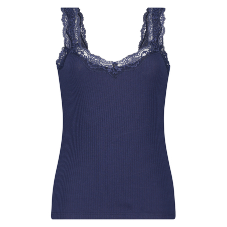 Cami Top Rib Lace, Azul