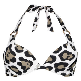 Top de bikini push-up Animal Copa A - E, Blanco