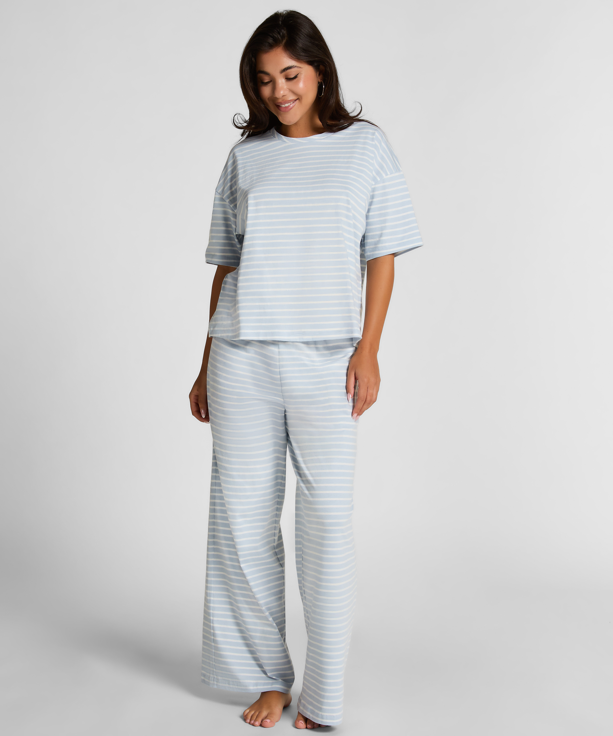 Pyjama Set Cotton Jersey Long, Azul, main