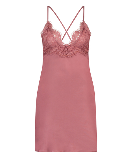 Vestido lencero de satén Zara, Rosa