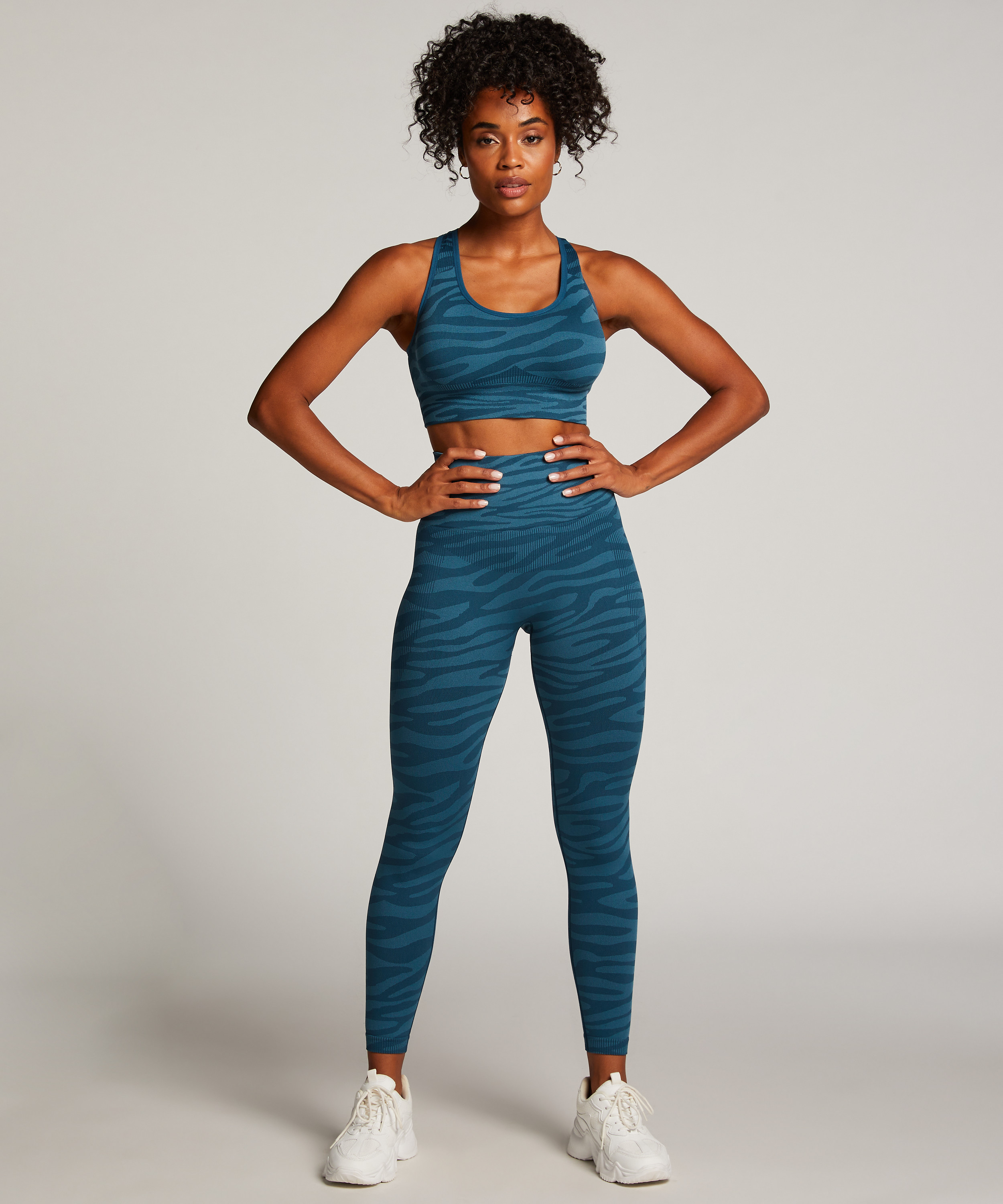 HKMX Sujetador deportivo sin costuras, Azul, main