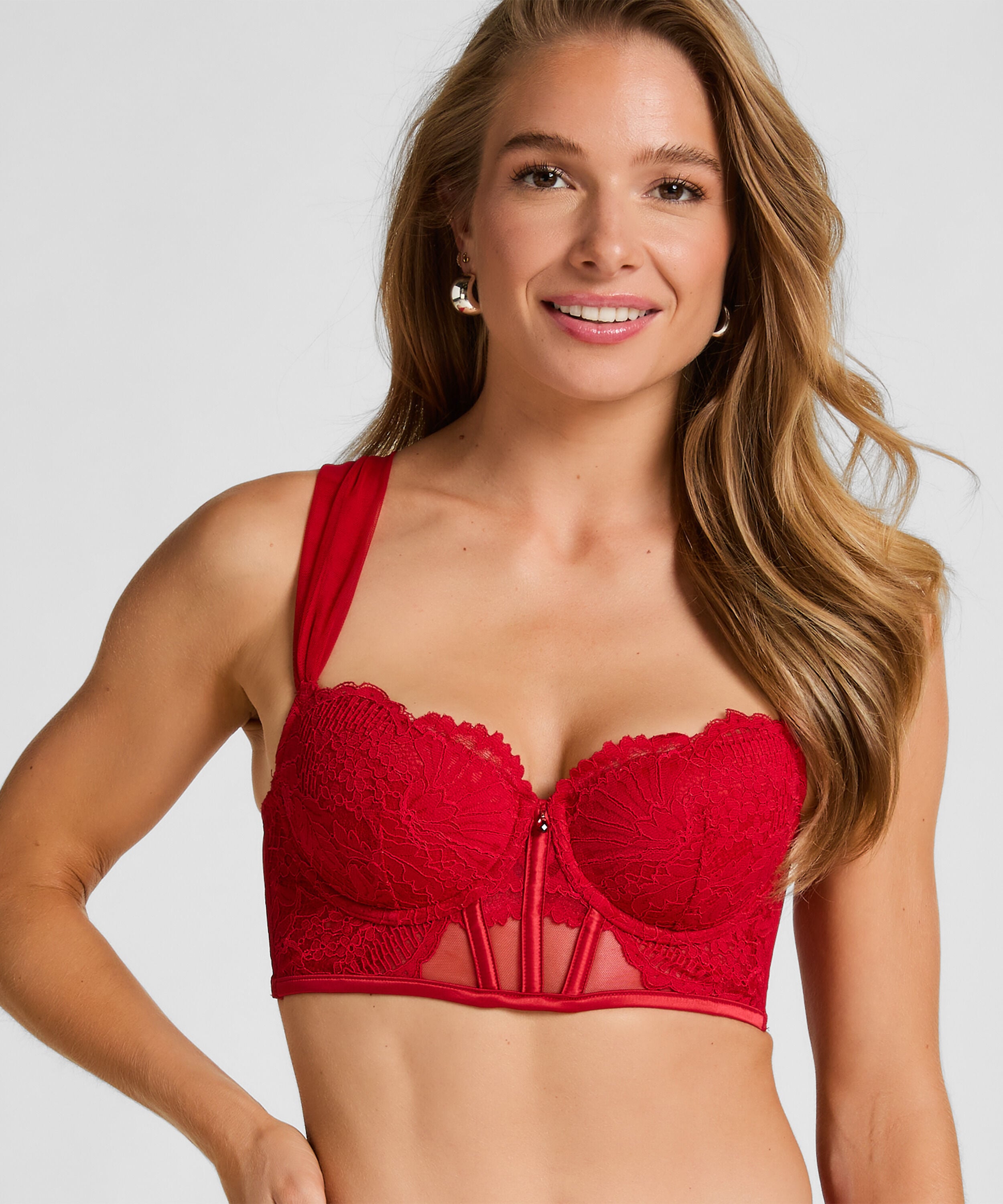 Sujetador longline de aros preformado Whitney, Rojo