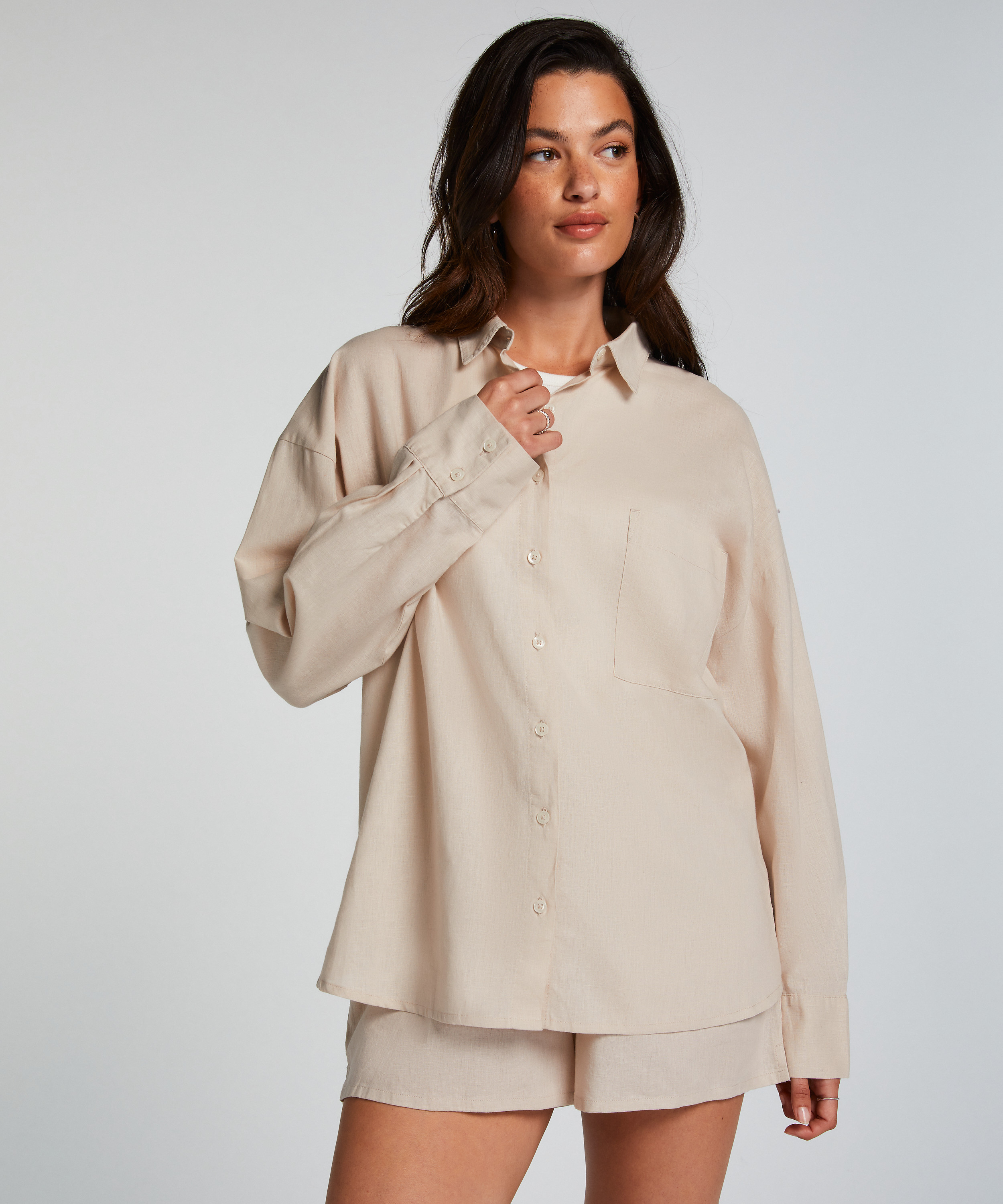 Top de pijama Lino, Beige, main