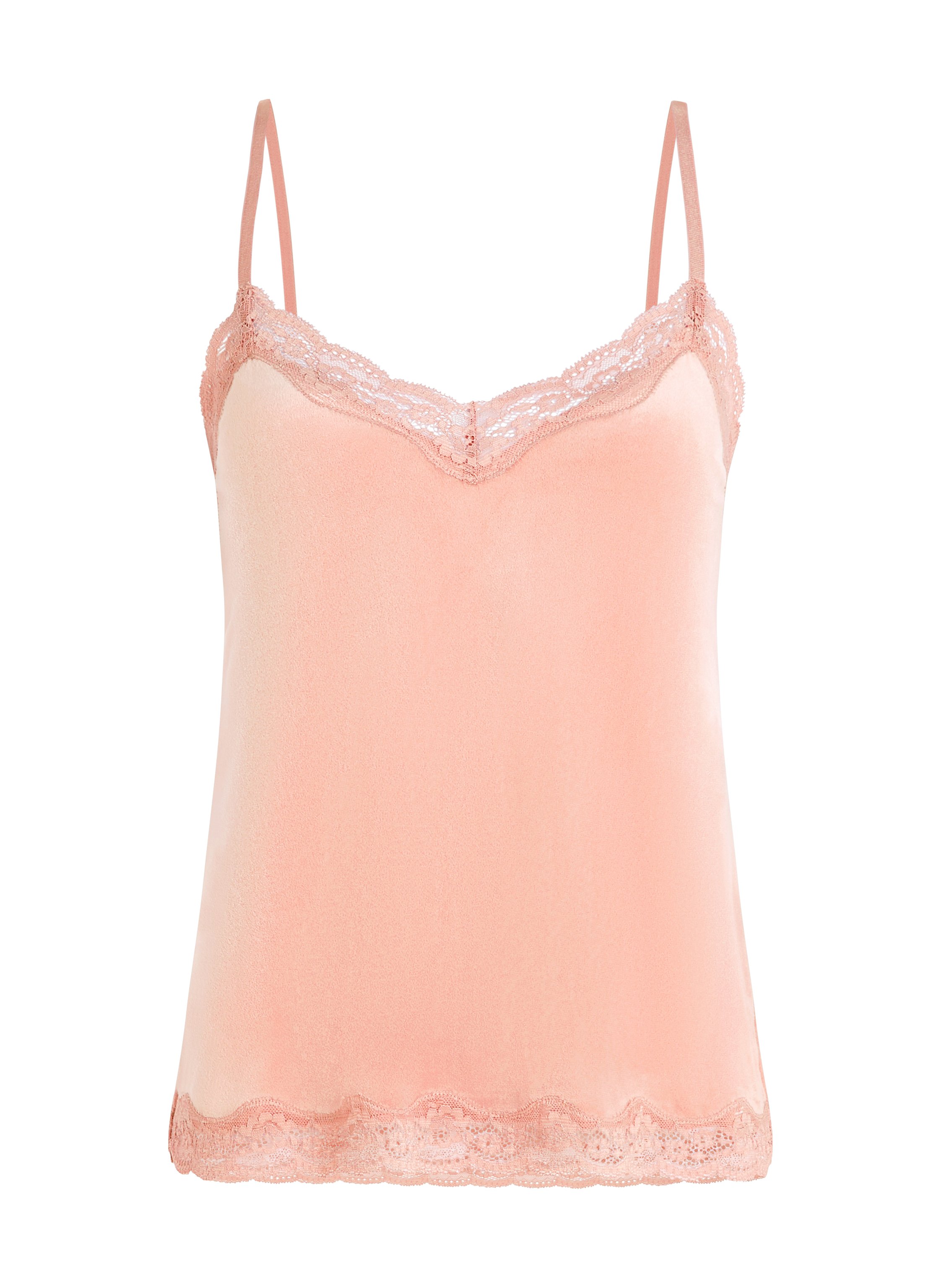 Camiseta top Velours Lace, Rosa, main
