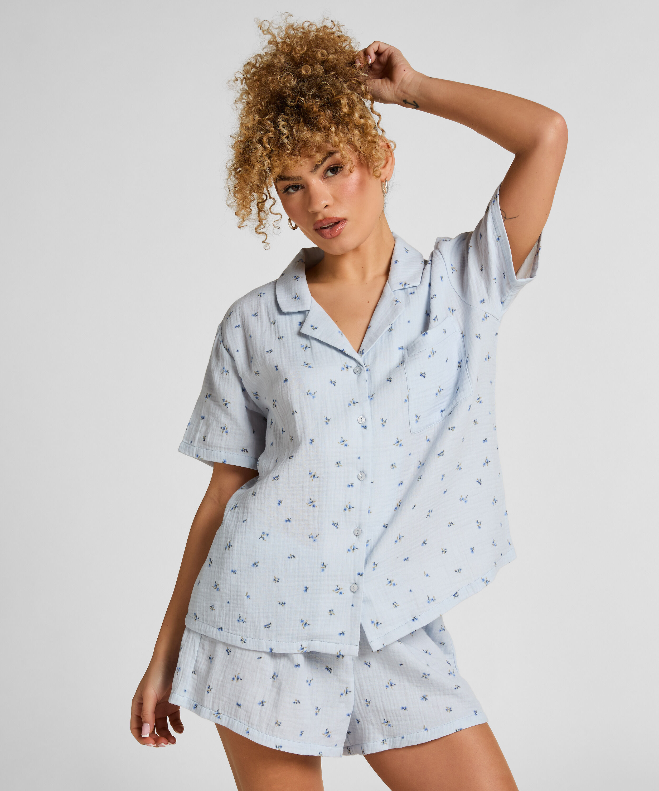 Short de muselina, Azul