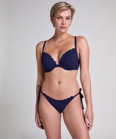 Top de bikini con aros preformado Scallop, Azul