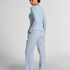 Top de pijama de manga larga Henley, Azul