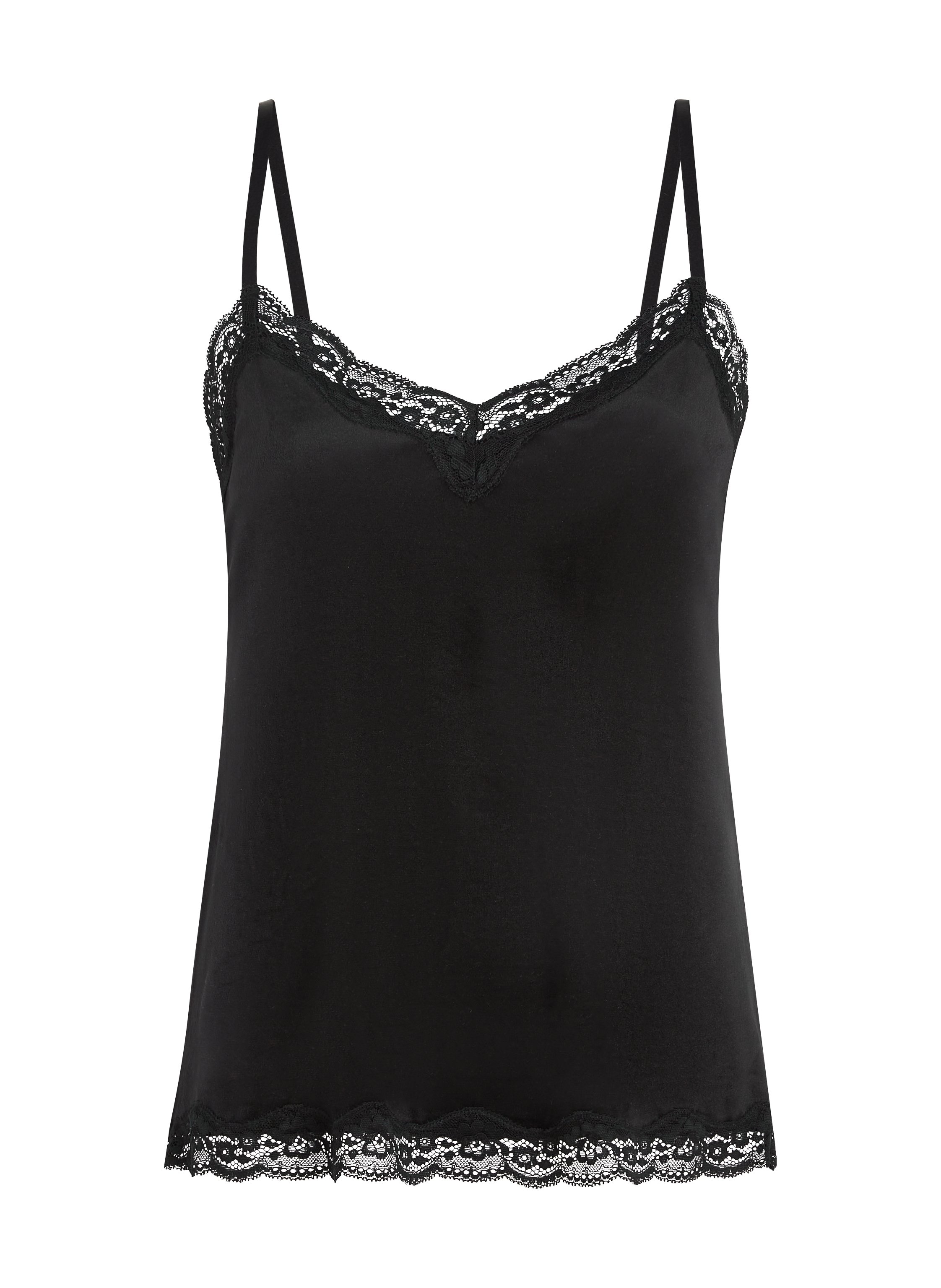 Camiseta top Velours Lace, Negro, main