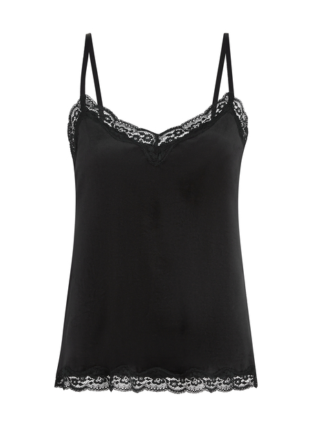 Camiseta top Velours Lace, Negro