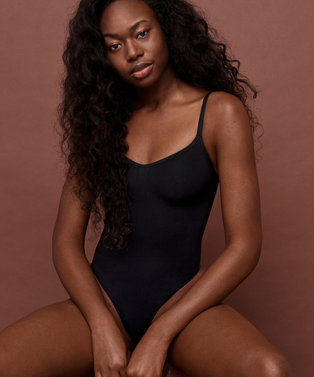 Bodi formació sin costuras de tiro alto, Negro