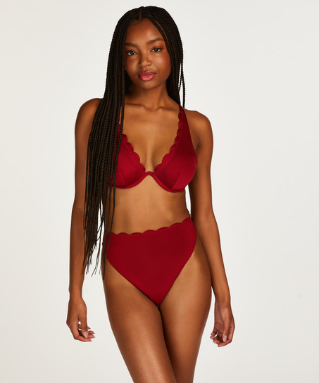 Top de bikini de aros no preformado Scallop, Rojo