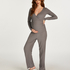Conjunto de pijama de maternidad de canalé peinado, Gris
