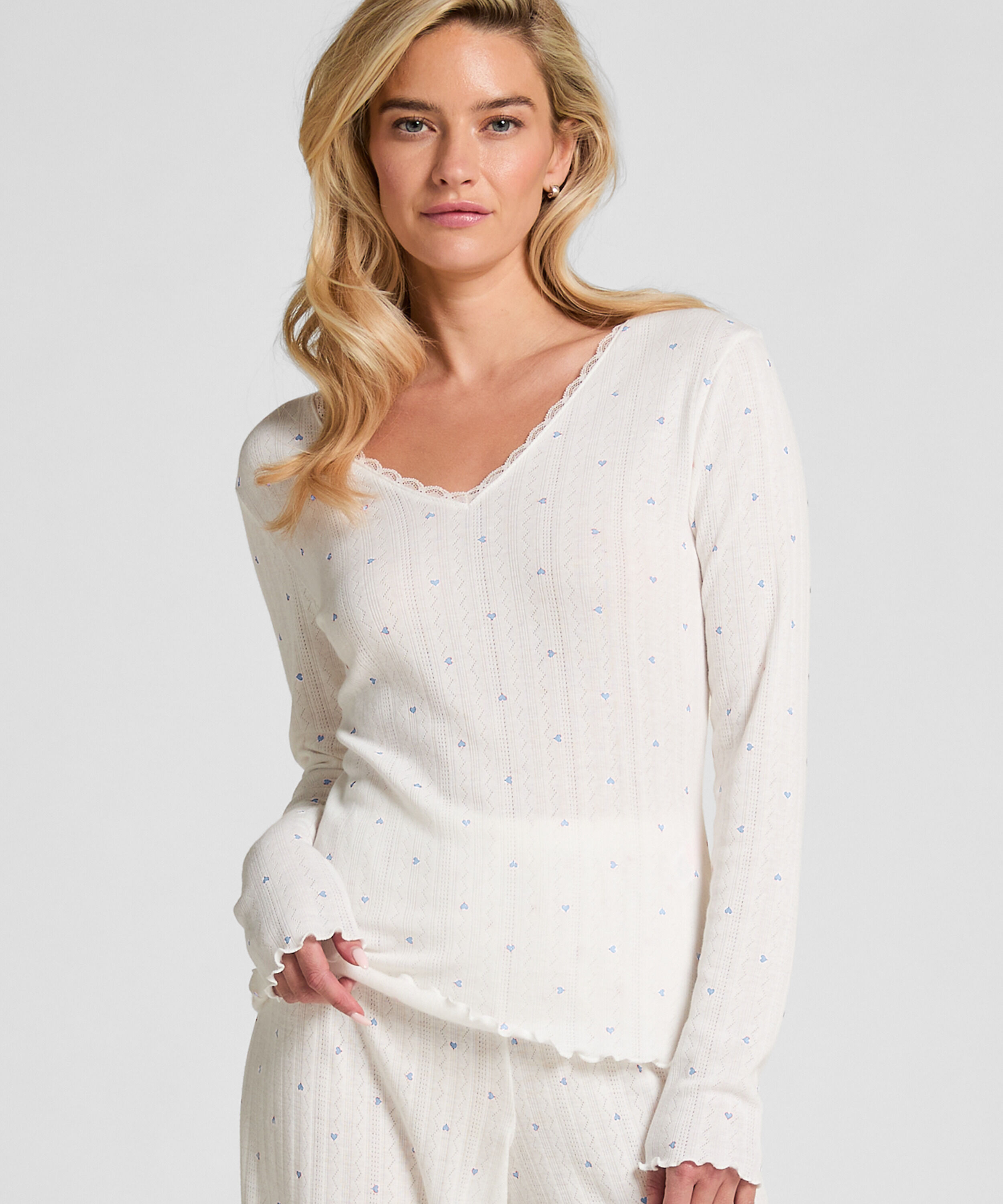Top de pijama Pointelle, Azul