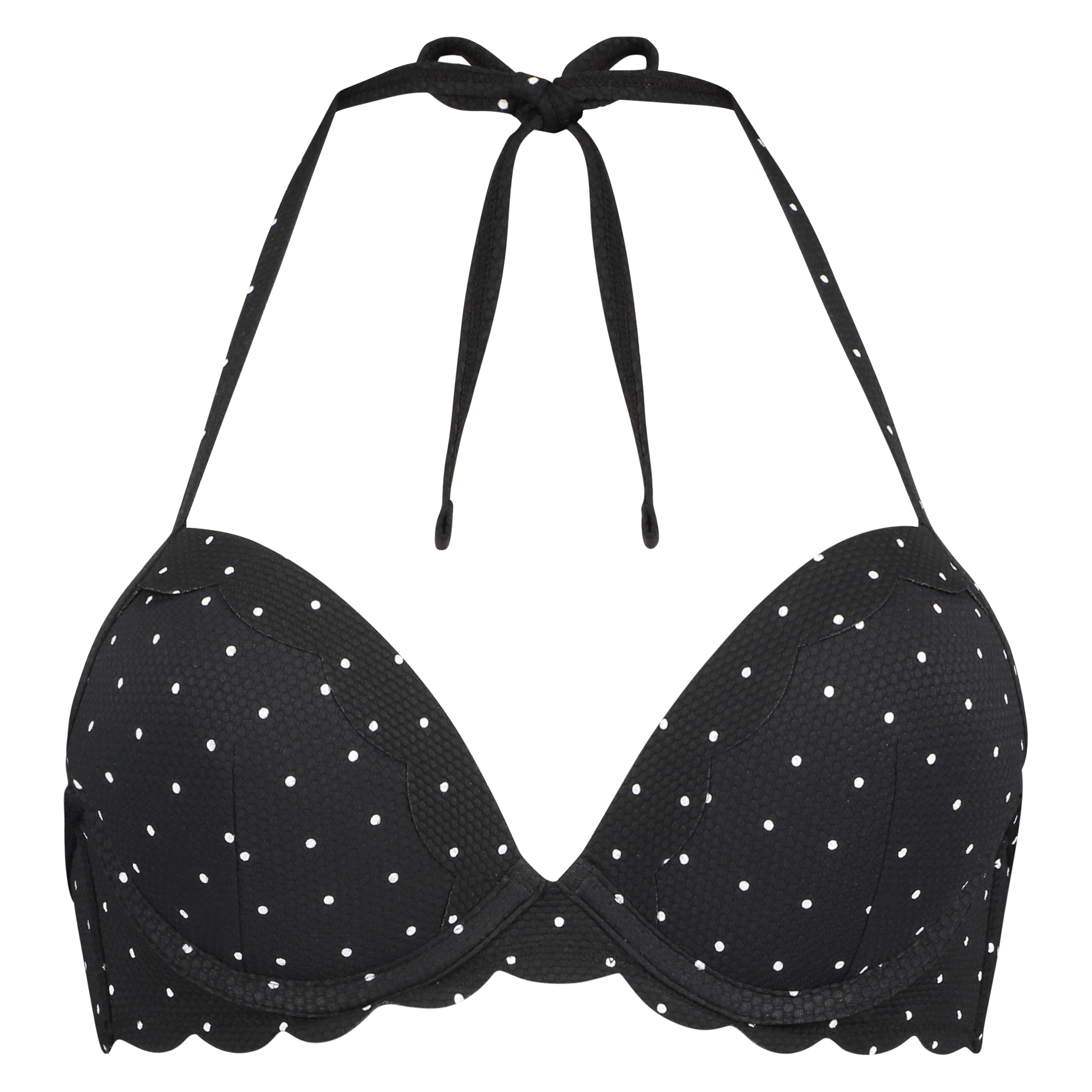 Top de bikini preformado con efecto realce Scallop Copa A - E, Negro, main