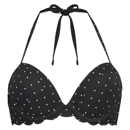 Top de bikini preformado con efecto realce Scallop Copa A - E, Negro