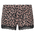 Pantalón de pijama corto de terciopelo leopard, Rosa