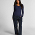 Top de pijama de manga larga Henley, Azul