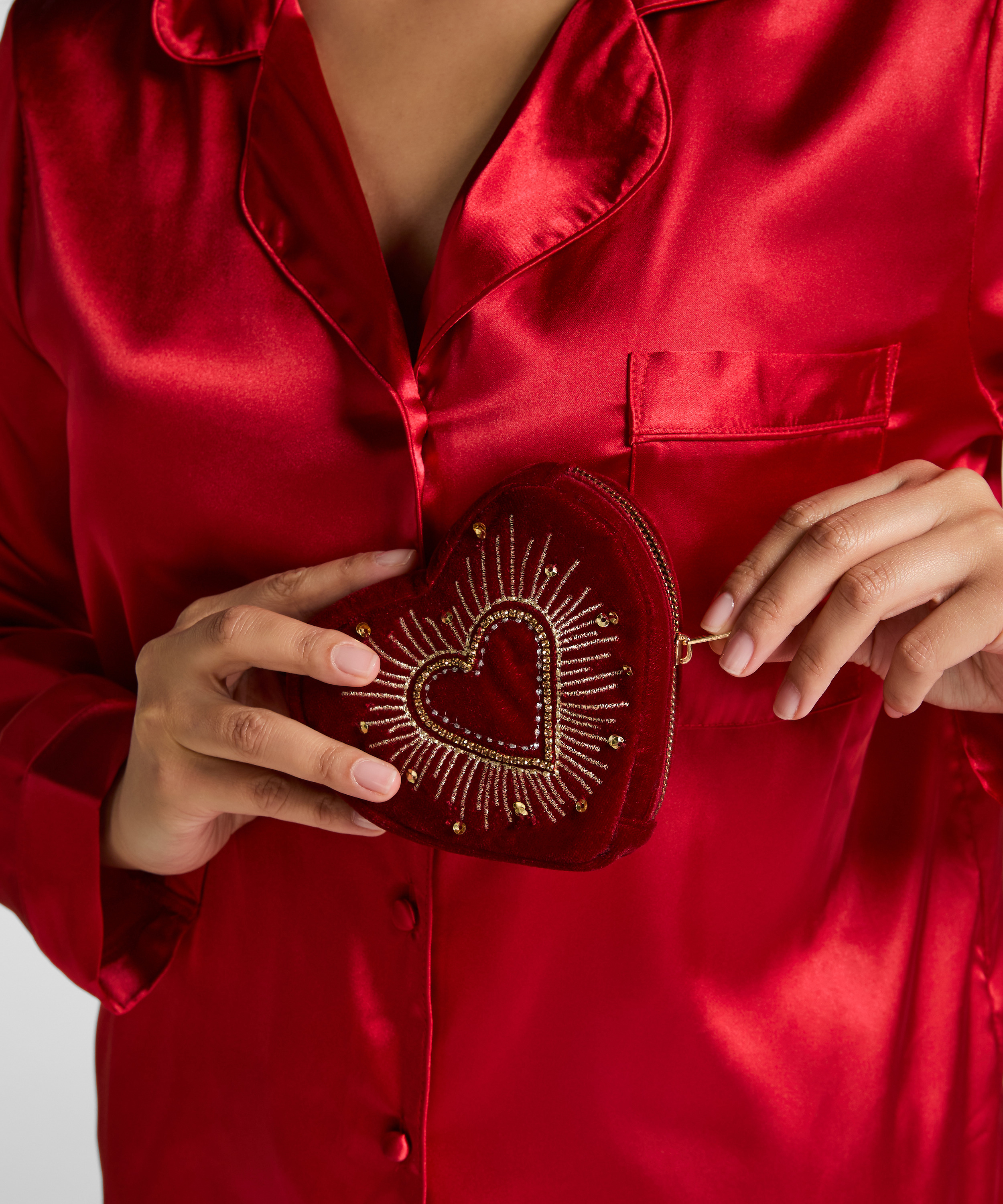 Monedero coraz&oacute;n con cremallera, Rojo, main