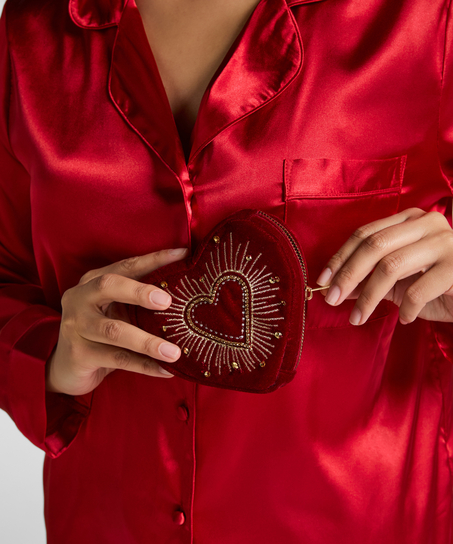 Monedero coraz&oacute;n con cremallera, Rojo