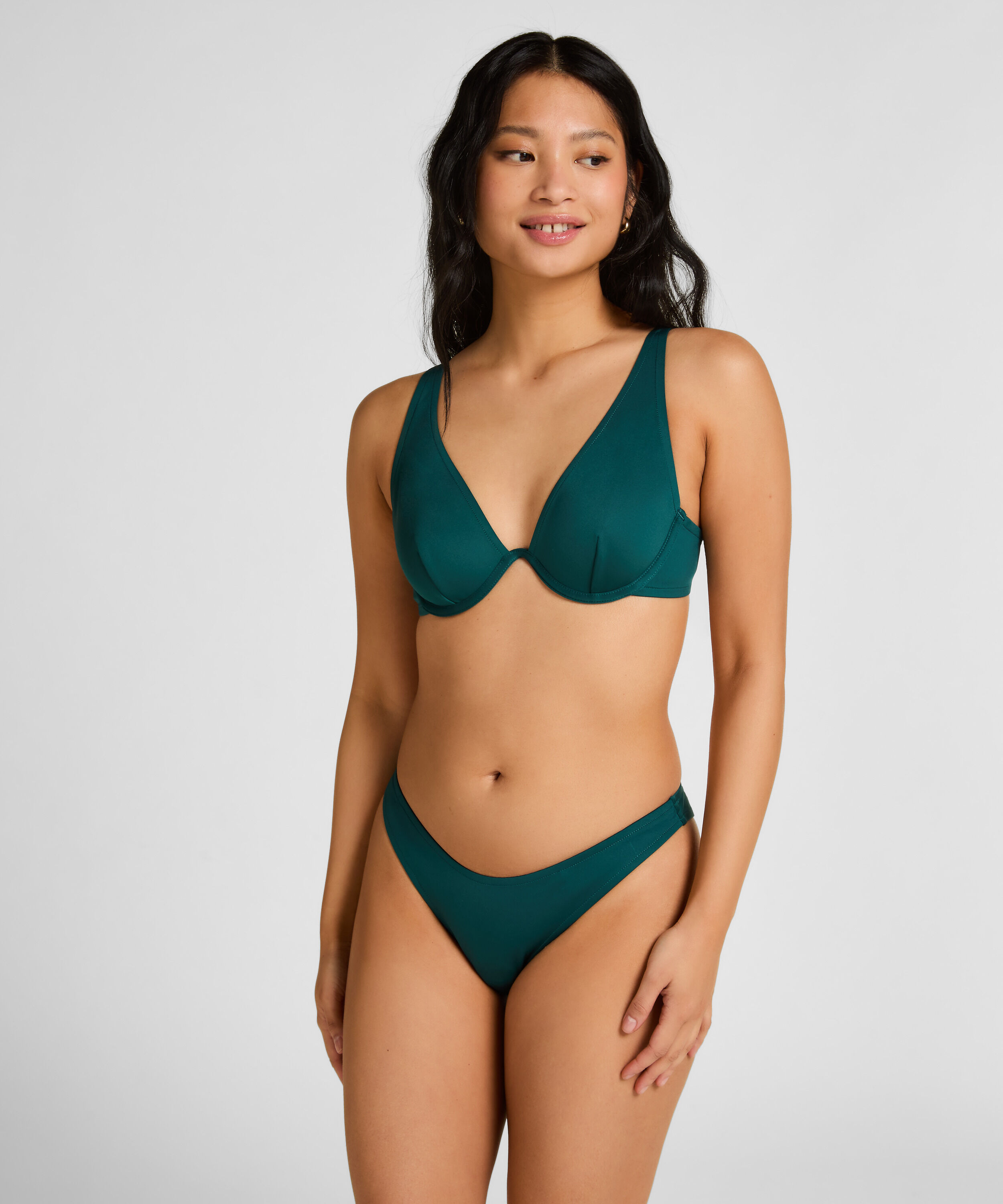 Braguita de bikini de tiro alto de neopreno, Verde