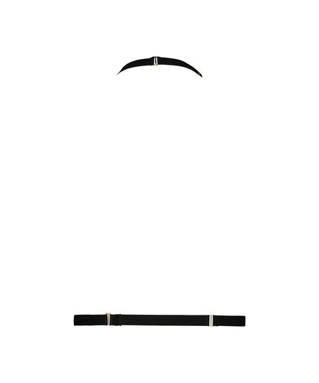 Bralette con cadena de piel sintética, Negro