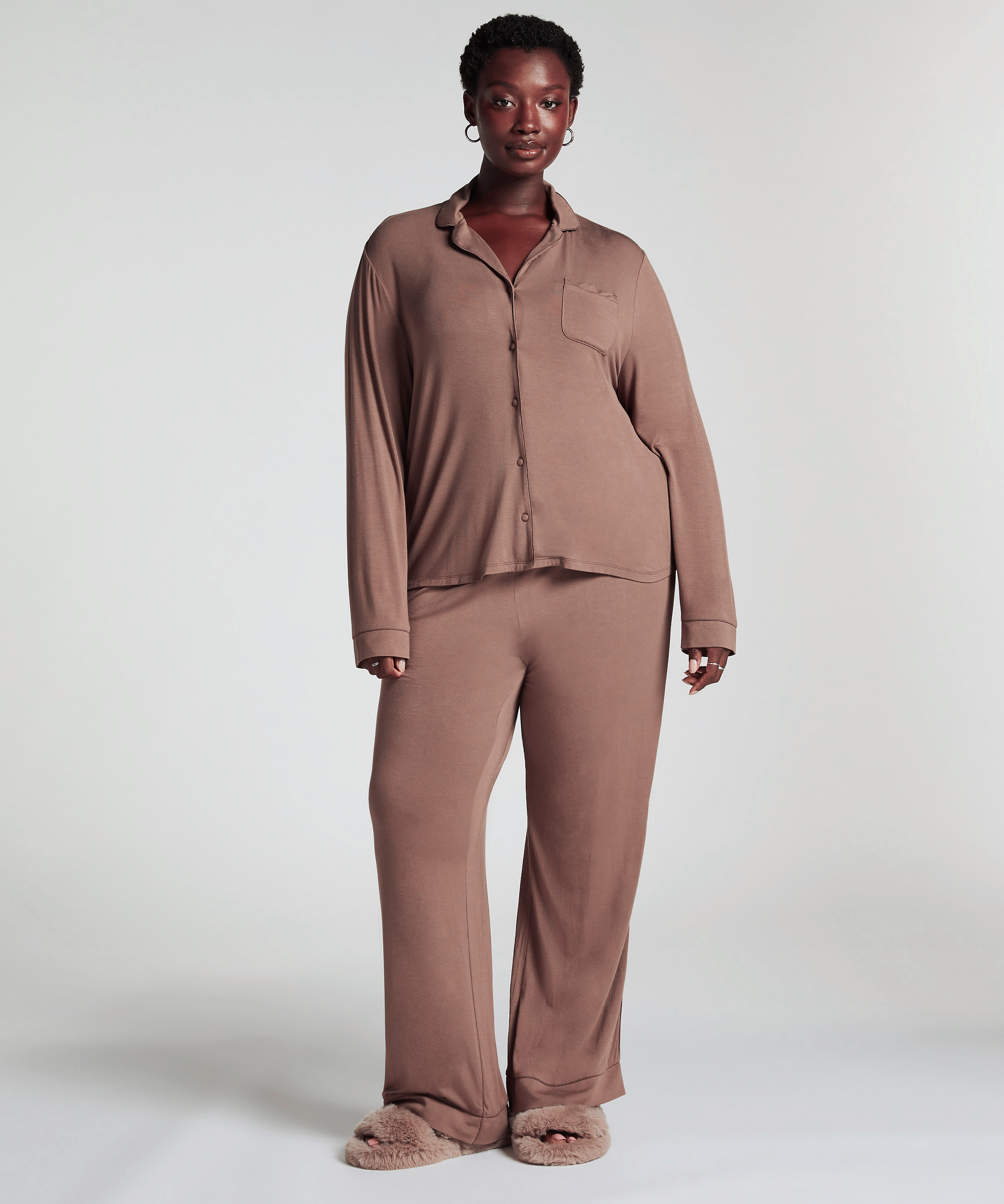 Chaqueta de manga larga de jersey Essentil, Marrón, main