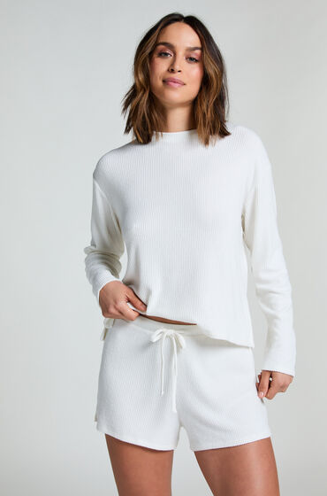 Hunkemöller Shorts de canalé Blanco
