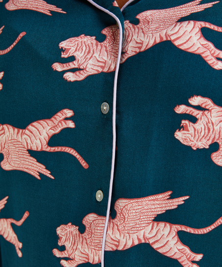 Chaqueta de pijama de manga larga tejida, Azul