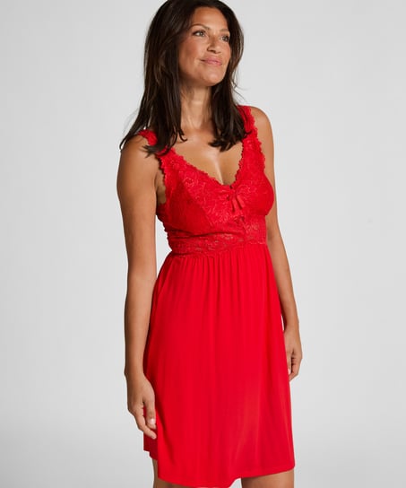 Vestido lencero Nora Lace, Rojo