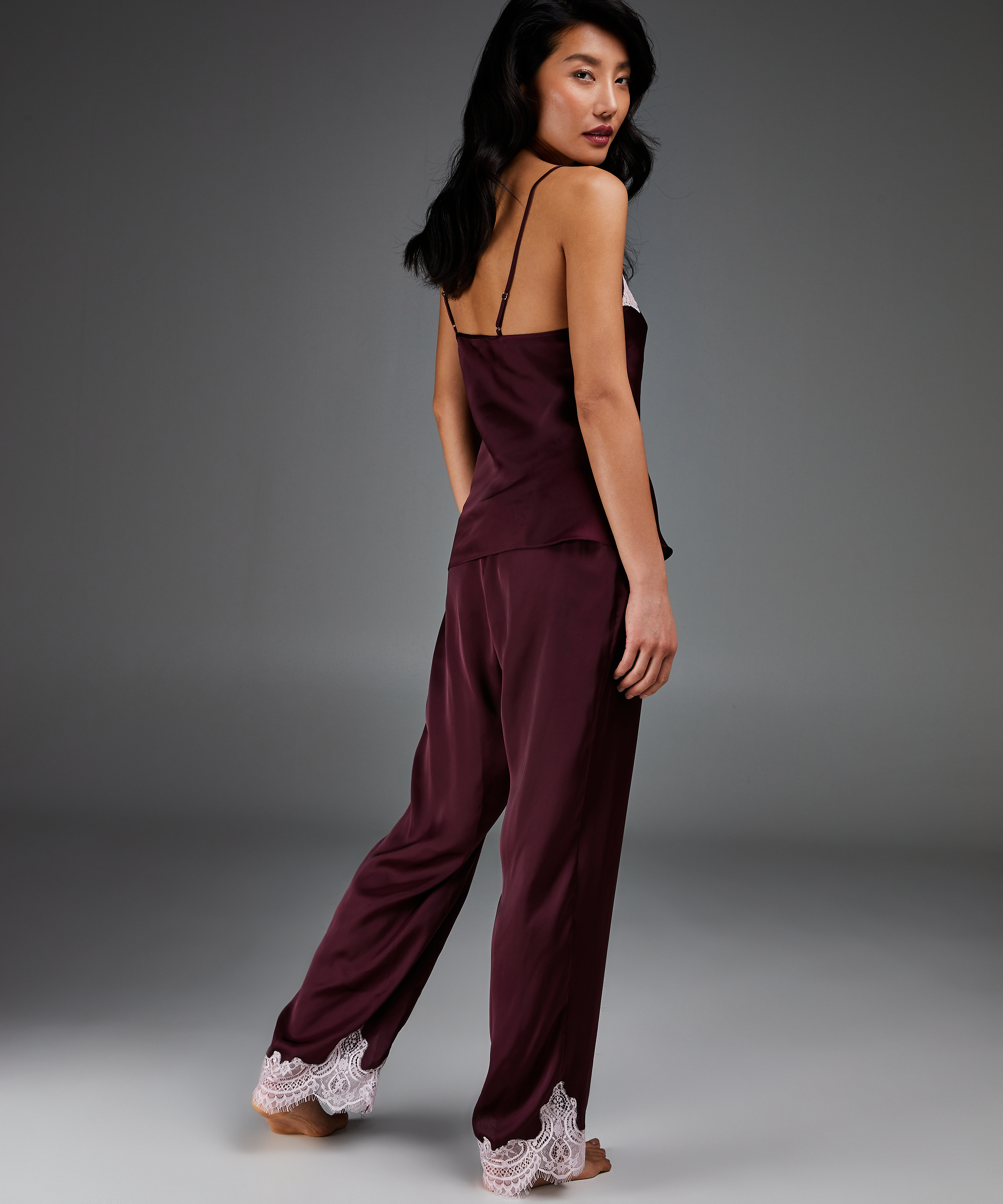 Camiseta top satinada, Rojo, main