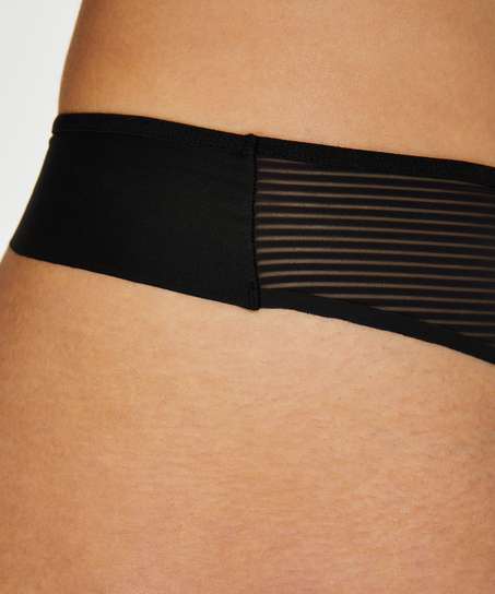 Tanga invisible Stripe mesh, Negro