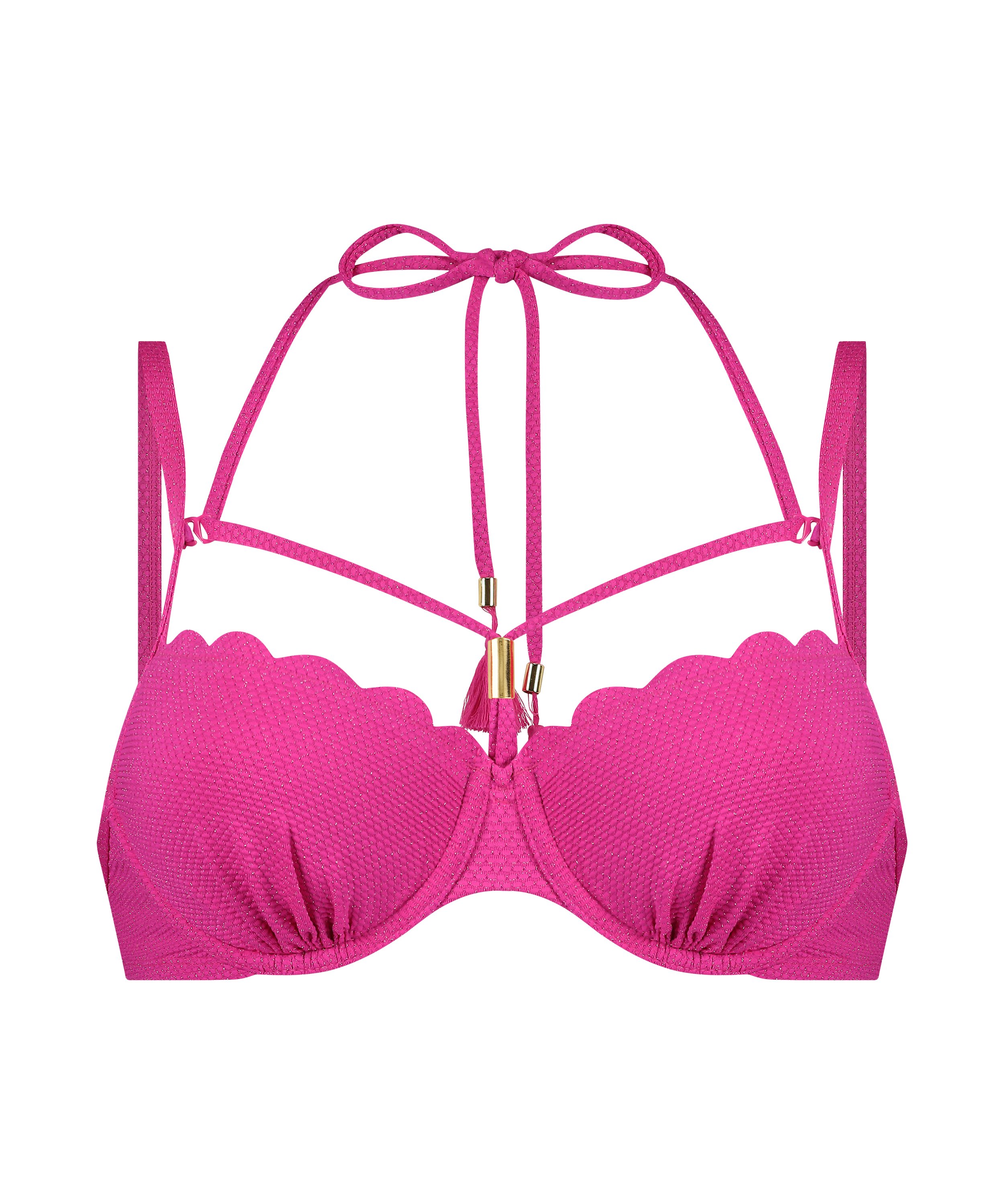 Top de bikini de lúrex Scallop, Rosa, main