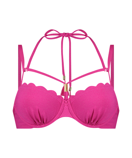 Top de bikini de lúrex Scallop, Rosa
