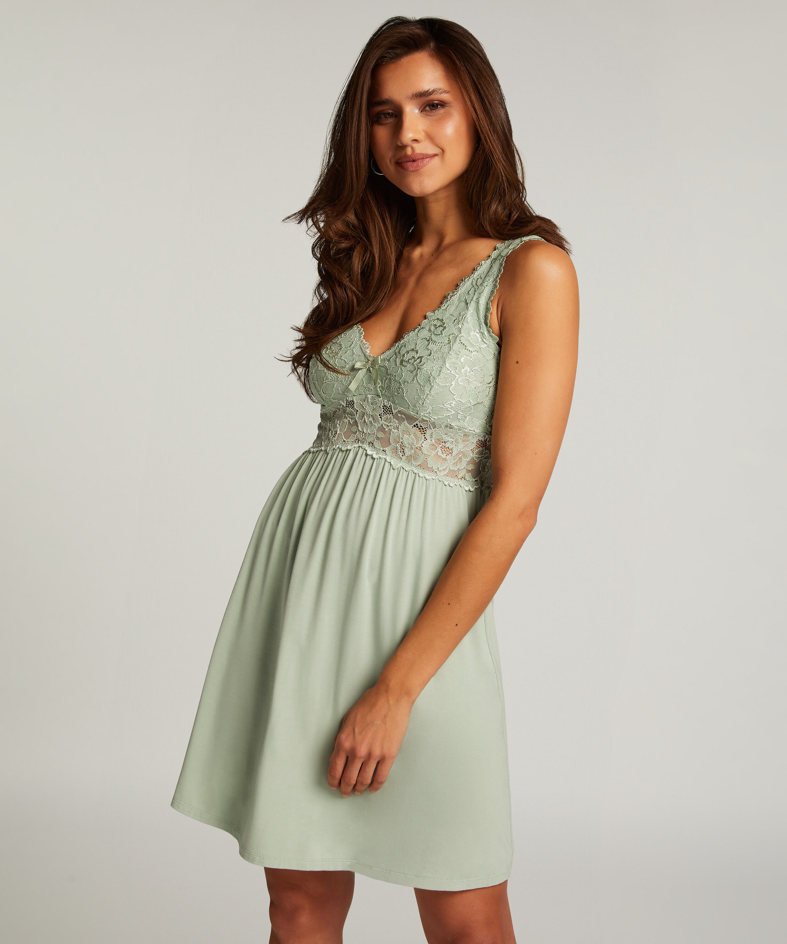 Vestido lencero Nora Lace, Verde
