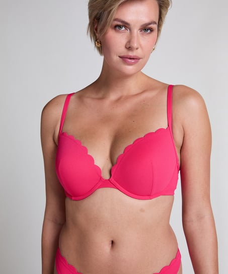Top de bikini con aros preformado Scallop, Rosa