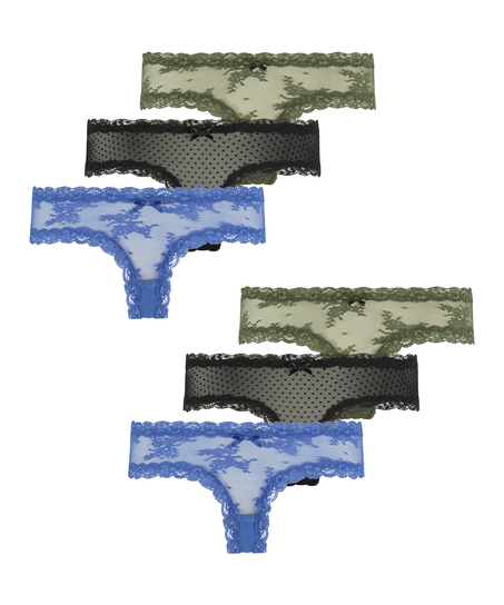 Lote de 6 Brasileña en forma de V burn-out mesh, Azul