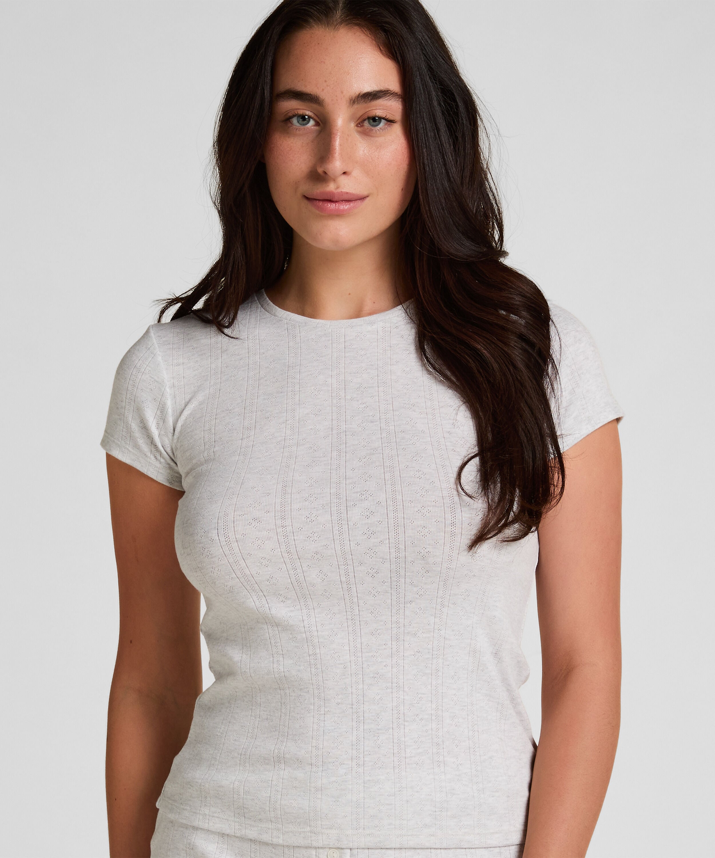 Top en pointelle, Gris