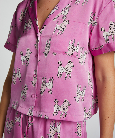 Chaqueta de manga corta de satén, Morado