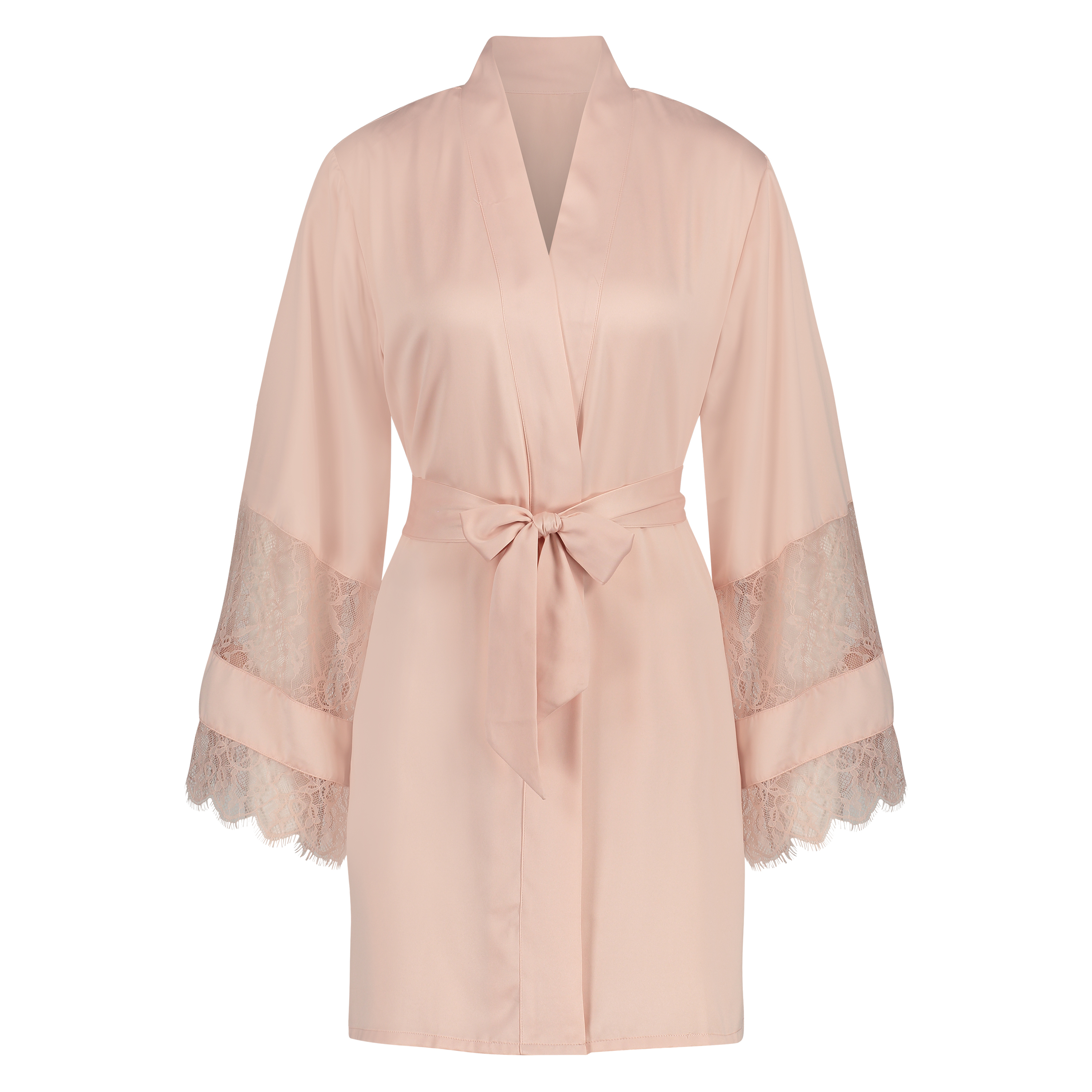 Kimono de sat&eacute;n y encaje, Rosa, main