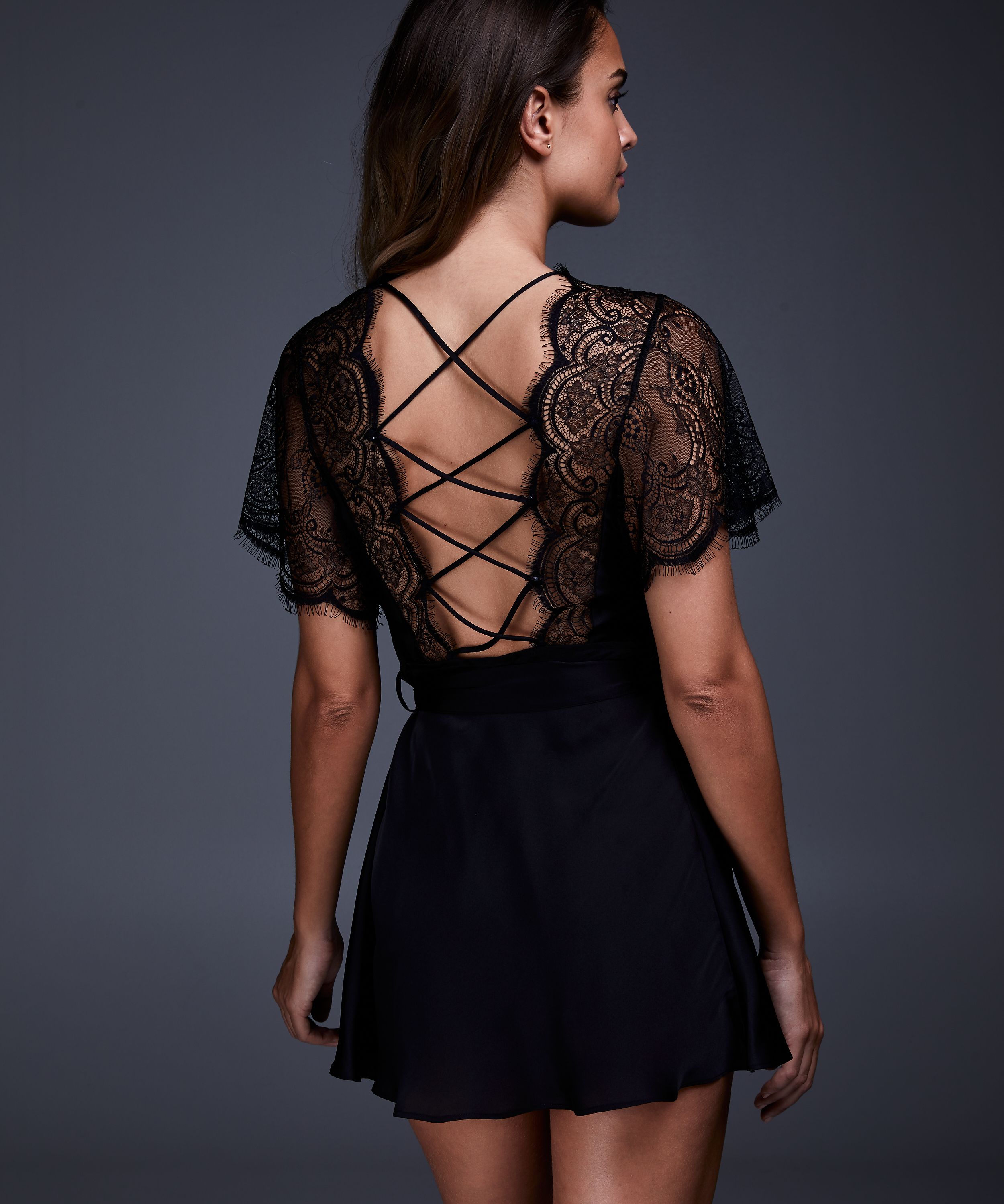 Kimono de satén Coco, Negro, main